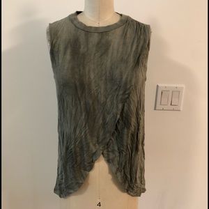 Tie dye sleeveless cross over t-shirts